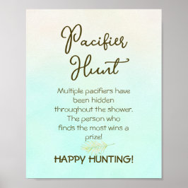 Grönt Baby Shower Nappar Hunt Game Sign Poster