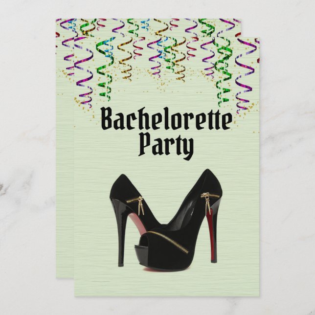 Grönt Bachelorette Party-inbjudan med OSA Info Inbjudningar (Fram/baksida)