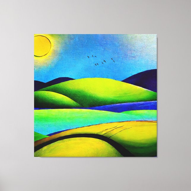 Grönt Backe liggande Canvastryck (Framsida)