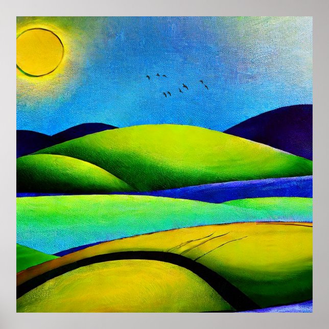 Grönt Backe liggande Poster (Framsidan)