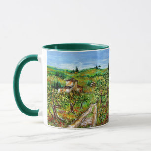 GRÖNT BACKE OCH OLIVE TRÄD TUSCANY LANDSCAPE MUGG