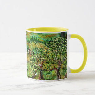GRÖNT BACKE OCH OLIVE TRÄD TUSCANY LANDSCAPE MUGG