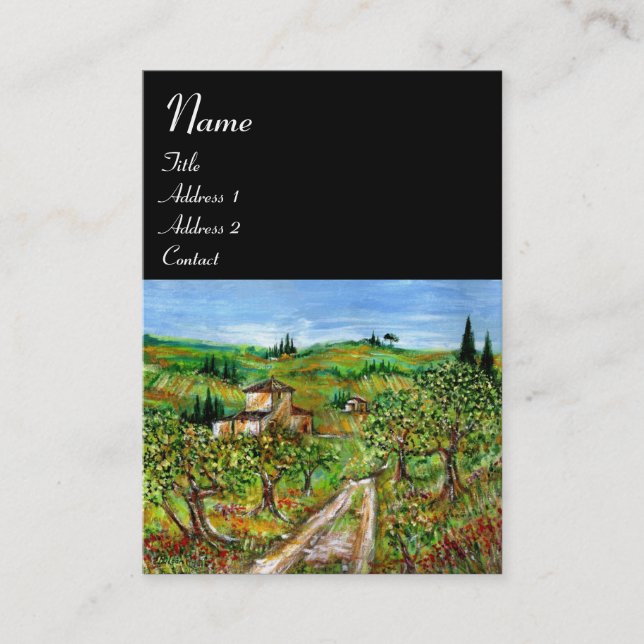 GRÖNT BACKE OCH OLIVE TRÄD TUSCANY LANDSCAPE VISITKORT (Framsida)