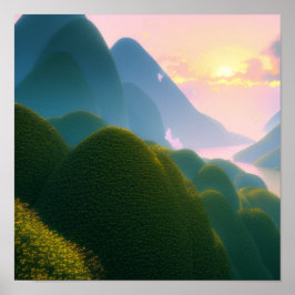 Grönt Backe vid floden Poster