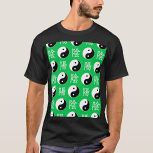 Grönt Background Chinese Yinyang Mönster T Shirt