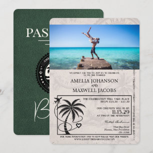 Grönt Bahamas-inbjudan till passbröllop Inbjudningar