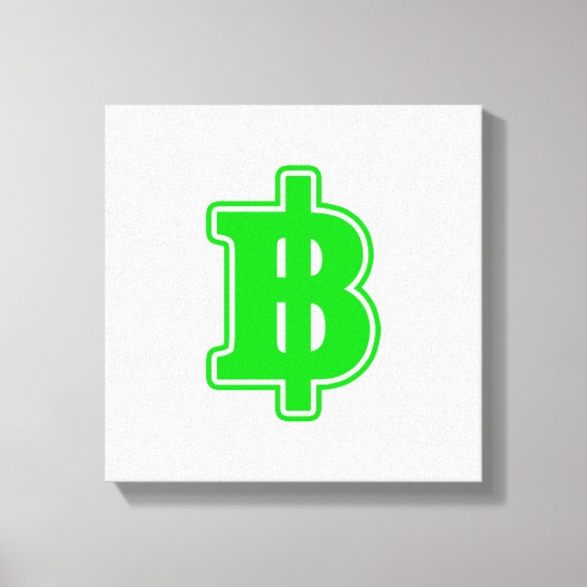 GRÖNT BAHT SIGN ฿ Thai Money Currency ฿ Canvastryck (Framsida)