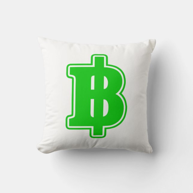 GRÖNT BAHT SIGN ฿ Thai Money Currency ฿ Kudde (Framsida)