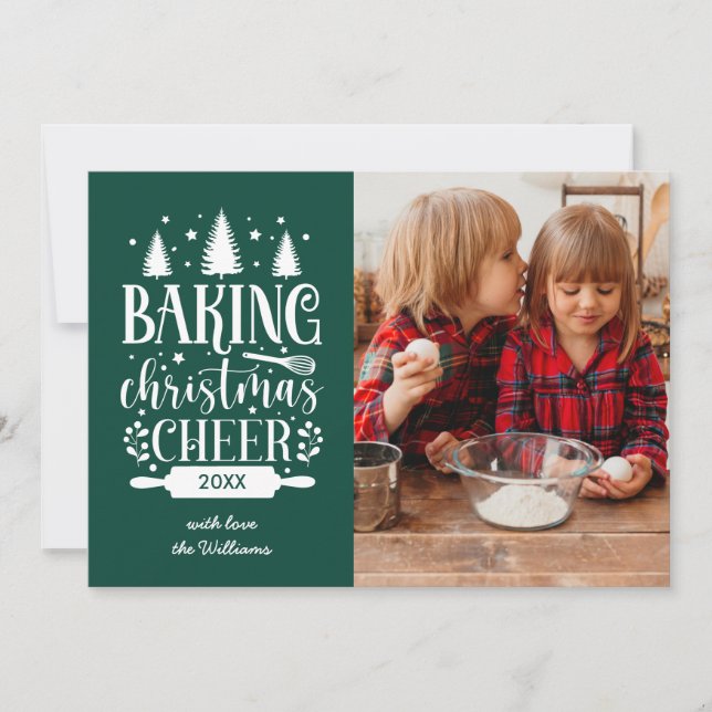 GRÖNT | BAKING CHRISTMAS CHEER Single PHOTO Julkort (Framsida)