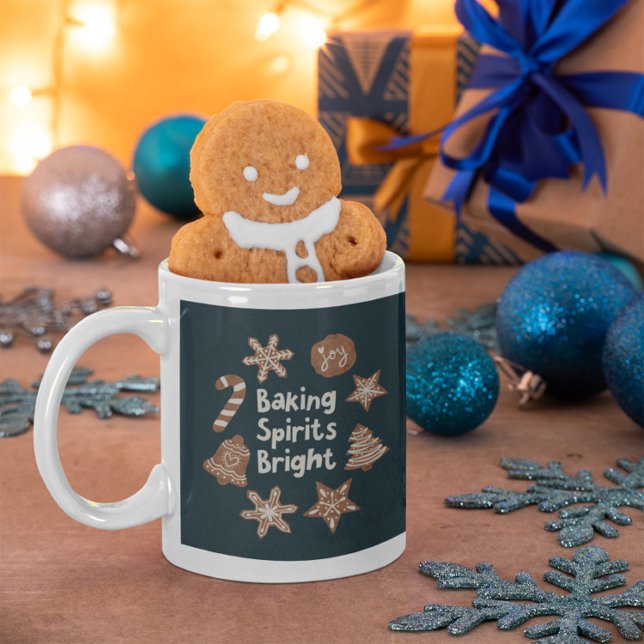Grönt Baking Spirits Bright Helgdag Cookies Kaffemugg (Skapare uppladdad)