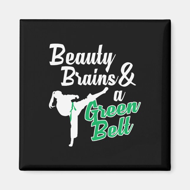 Grönt Bälte Taekwondo Martial Arts Funny Judo Quot Magnet (Framsidan)