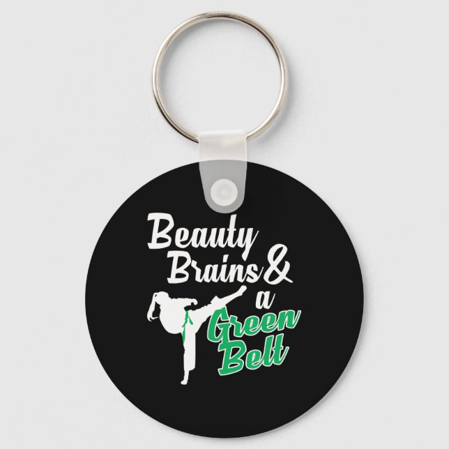 Grönt Bälte Taekwondo Martial Arts Funny Judo Quot Nyckelring (Framsida)