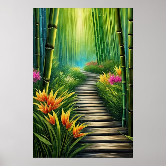 Grönt Bamboo Forest Poster (Framsidan)