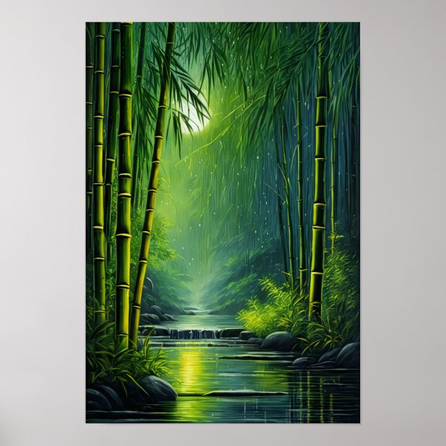 Grönt Bamboo Haven Poster (Framsidan)