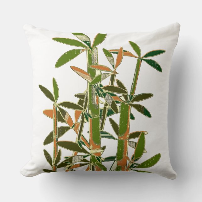 Grönt bamboo isolerat på vit bakgrund kudde (Framsida)