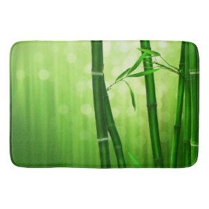 Grönt Bamboo med Blek Bokeh Ljus längst bak Badrumsmatta