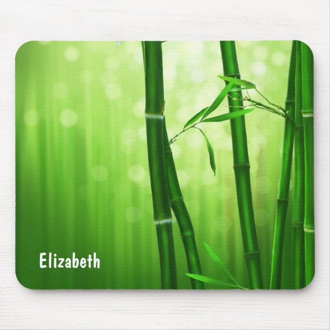 Grönt Bamboo med Blek Bokeh Ljus längst bak Musmatta (Framsidan)