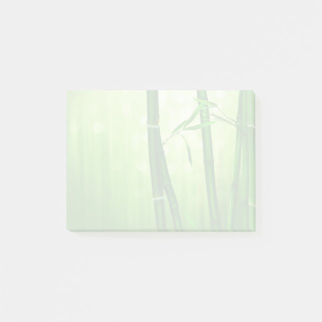 Grönt Bamboo med Blek Bokeh Ljus längst bak Post-it Block (Framsida)