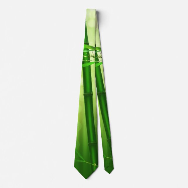 Grönt Bamboo med Blek Bokeh Ljus längst bak Slips (Framsida)