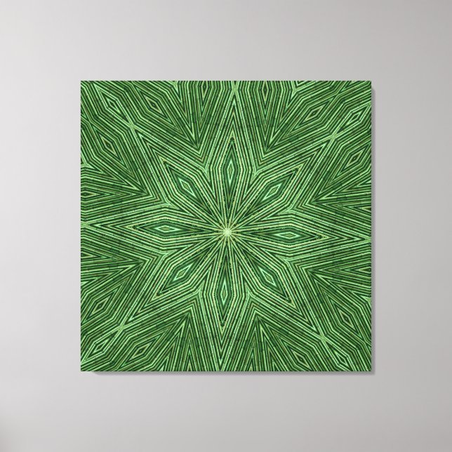 Grönt Bamboo Modern Geometric Diamond Mönster Canvastryck (Framsida)