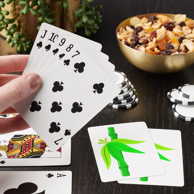 Grönt Bamboo Stalk med Tropical Löv Casinokort (Skapare uppladdad)