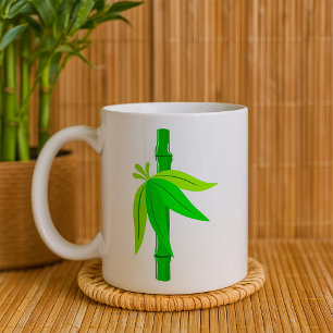 Grönt Bamboo Stalk med Tropical Löv Kaffemugg