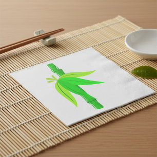 Grönt Bamboo Stalk med Tropical Löv Pappersservett