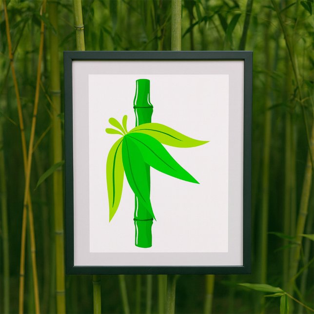 Grönt Bamboo Stalk med Tropical Löv Poster (Skapare uppladdad)