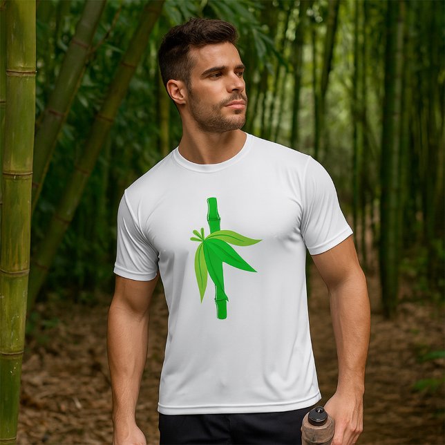 Grönt Bamboo Stalk med Tropical Löv T Shirt (Skapare uppladdad)