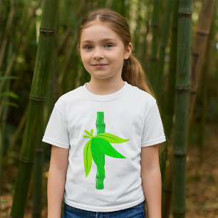 Grönt Bamboo Stalk med Tropical Löv T Shirt