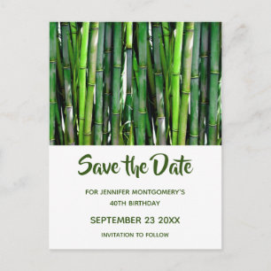 Grönt Bamboo Stalks Nature Photo - Spara datum Inbjudan Vykort