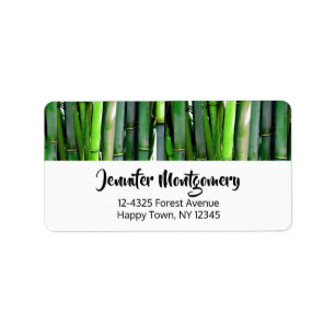 Grönt Bamboo Stalks Nature Photography Adressetikett