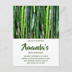 Grönt Bamboo Stalks Nature Photography Birthday Inbjudan Vykort