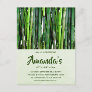 Grönt Bamboo Stalks Nature Photography Birthday Inbjudan Vykort