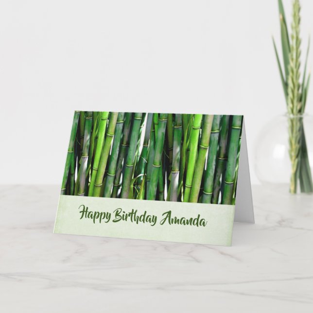 Grönt Bamboo Stalks Nature Photography Birthday Kort (Framsida)