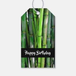 Grönt Bamboo Stalks Nature Photography Birthday Presentetikett