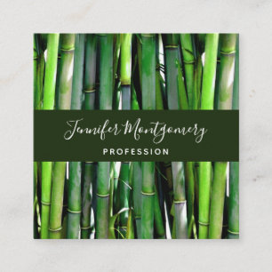 Grönt Bamboo Stalks Nature Photography Fyrkantigt Visitkort