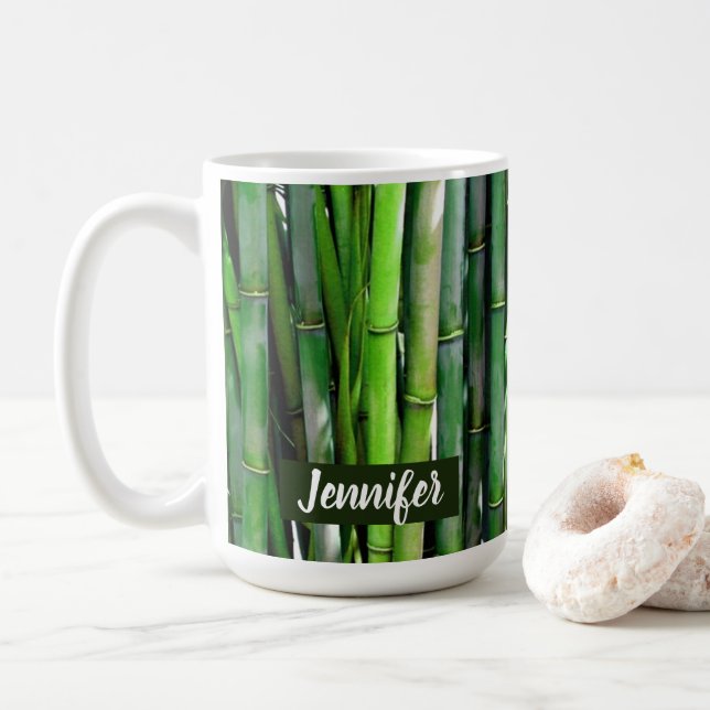 Grönt Bamboo Stalks Nature Photography Kaffemugg (Med munk)