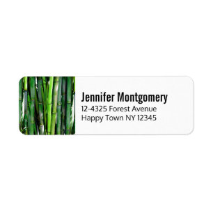 Grönt Bamboo Stalks Nature Photography Returadress Etikett
