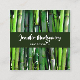 Grönt Bamboo Stalks Nature Photography Square Fyrkantigt Visitkort