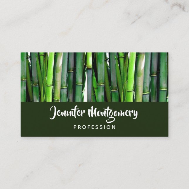 Grönt Bamboo Stalks Nature Photography Visitkort (Framsida)