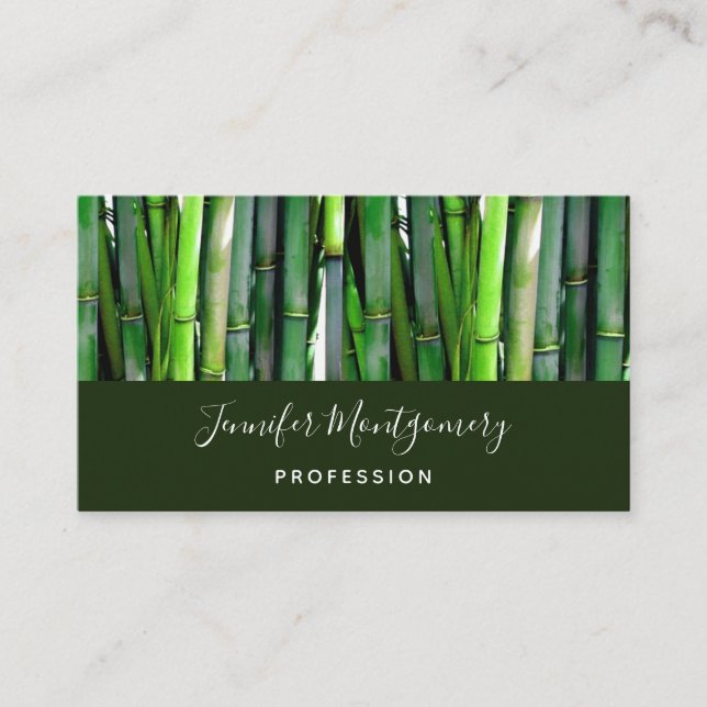 Grönt Bamboo Stalks Nature Photography Visitkort (Framsida)