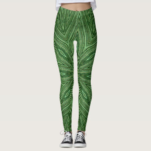 Grönt Bamboo Star Mönster Yoga Byxor Leggings
