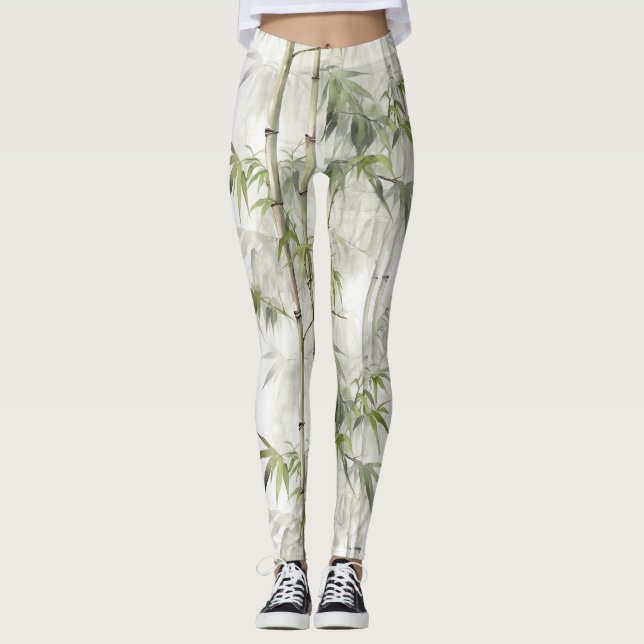 Grönt Bambu-lugn Leggings (Framsida)