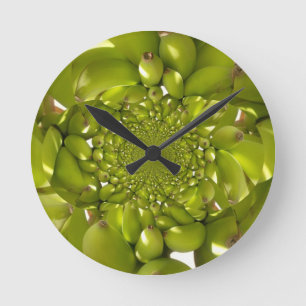 Grönt Banana Kaleidoscope Art Print/Graphic Rund Klocka