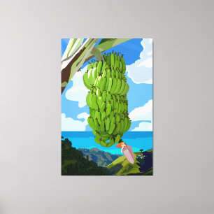 Grönt Bananas Blue Mountain Sea Canvastryck
