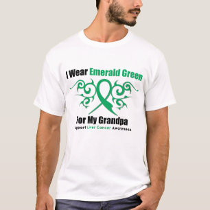 Grönt band för smaragd (morfadern) - levercancer tee shirt