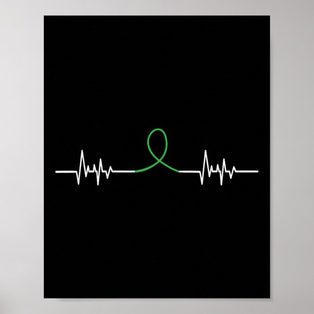Grönt band hjärtslag - Medvetenhet om psykisk häls Poster (Framsidan)