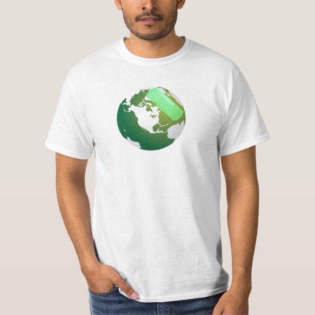 Grönt Bandaidad jord T-shirt (Framsida)