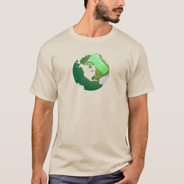 Grönt Bandaidad jord Tee Shirt (Framsida)